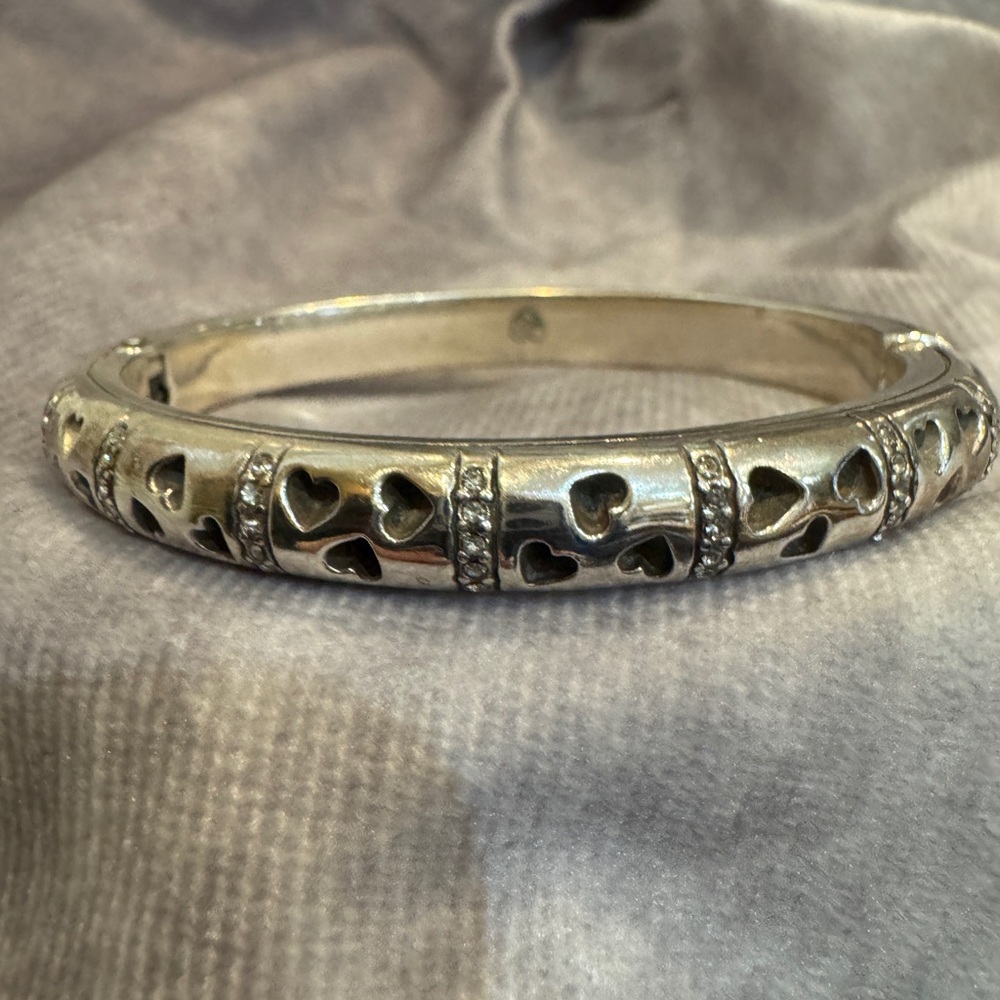 Brighton Elegant‎ Fashion Silver CZ Heart Bangle Bracelet